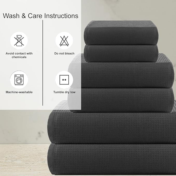 CASA COPENHAGEN Waffle 2Pcs 100% Egyptian Cotton Large Designer Bathsheet Towels Gift Set- Pine Grey, 35"x70" 2Bath Sheet Towels for Bathroom (Box Pack, Set for Women & Men)