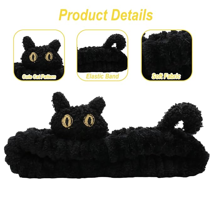 Funny Cat Headband for Women, Cute Animal Duck Frog Dinosaur Snail Kawaii Spa Headband Hair Accessories for Washing Face Shower Sports Beauty Skincare (Style 20)