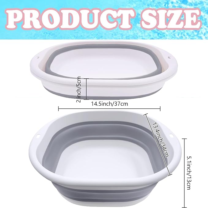 Portable Pool Foot Bath,Collapsible Pool Foot Wash Basin Tub,Foot Bath Basin for Above Ground Swimming Pools Accessories(Gray Baths)