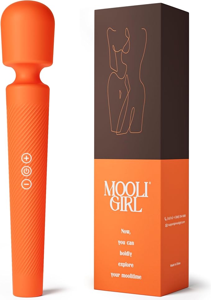 MOOLIGIRL Handheld Massager-Cordless Massage Tool with 4 Speeds 5 Modes, 360° Flexible Head, IPX6 Waterproof & Body-Safe Silicone for Muscle Relaxation