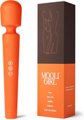 MOOLIGIRL Handheld Massager-Cordless Massage Tool with 4 Speeds 5 Modes, 360° Flexible Head, IPX6 Waterproof & Body-Safe Silicone for Muscle Relaxation