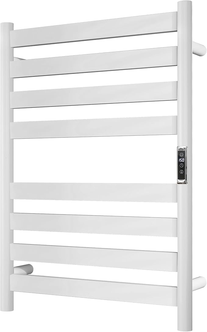 Heated Wall Mounted Electric Towel Warmer Rack,Timer & Temperature Control, 8 Bar Stainless Steel Towel Heater for Bathroom (White, 8 Bars)