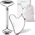 Bealihelp Face Roller and Gua Sha, Stainless Steel Facial Roller and Guasha Tool for Face, Skin Care Roller for Wrinkles and Lifting, Improve Puffiness, Metal Face Massager for Eyes, Neck Tighten