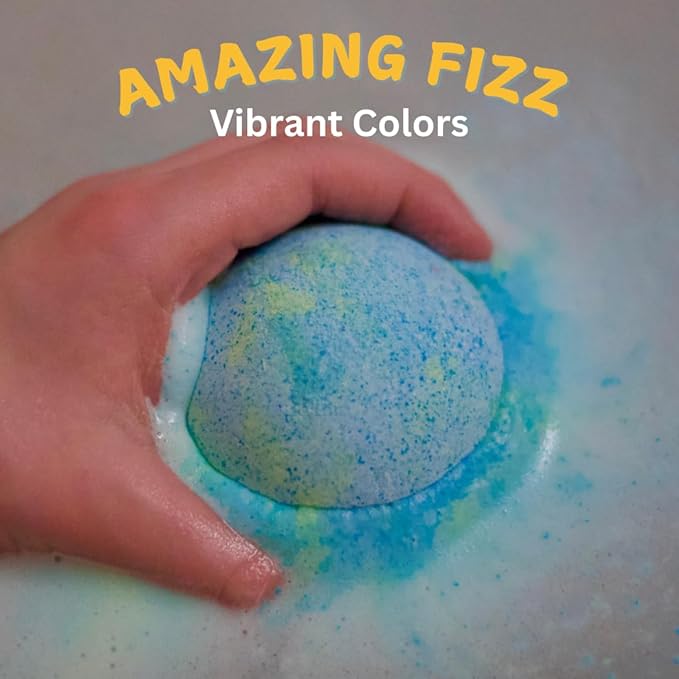 EvolutionUSA 6 Space Bath Bombs for Boys & Girls - Planet Bath Bombs Toy Inside, Organic Childrens Bathbomb Set, Cosmic Bath Fizzers, Kid Bath Bomb Gift for Valentines, Birthday, Christmas, Easter