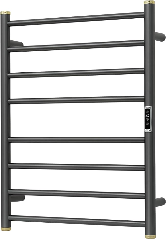 Electric Towel Warmer Rack,Heating Towel Warmer,Timer & Temperature Control,Wall-Mounted Plug-in for Bathroom,Gunmetal Grey,Stainless Steel,8-Bar(27.56x20.87x4.41in)