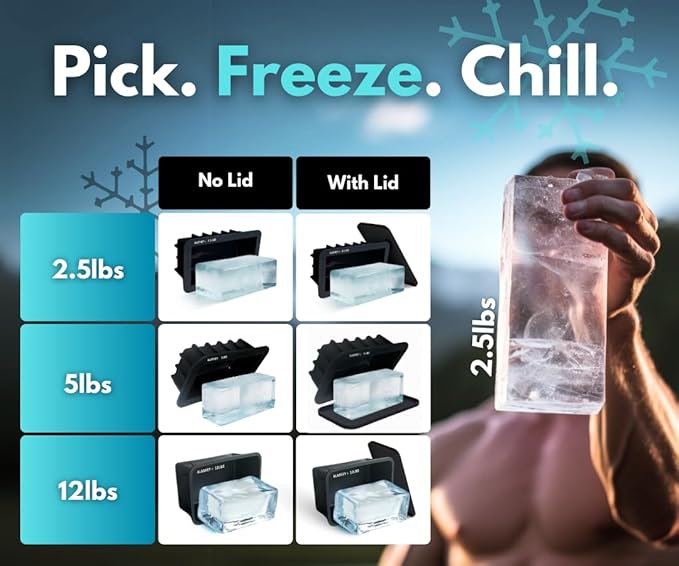 Alaskey® Extra Large Ice Block Mold 5 lbs (2-Pack) | Create Perfect Reusable Ice Bricks | Professional Silicone Mold for Crafting Giant Ice Cubes, Ideal for Ice Baths, Coolers, Bartender Accessories