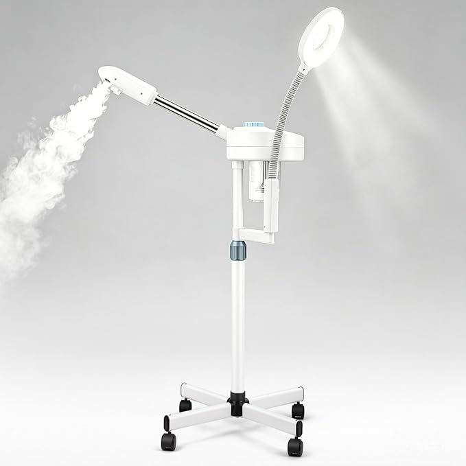 Artist hand Facial Steamer Professional 2 in 1 Hot Face Steamer with 5X LED Magnifying Lamp, Esthetician Face Steamer for Facial Deep Cleansing, Fast Heat Moisturizing for Beauty Salon Spa Home Use