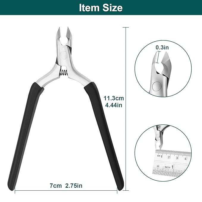 CGBE Cuticle Trimmer, 3/4 Jaw Extremely Sharp Cuticle Nippers, Professional Nail Cuticle Trimmer Tools, Non-slip Silicone Handle Cuticle Clipper for Nail Care Pedicure Manicure Nail (Black)