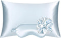 Vegan Silk Sleep Set, Vegan Silk Pillowcase with Large Scrunchie and Eye Mask for Hair and Skin, Self Care Essential Satin Night Routine Kit (Light Blue Color)