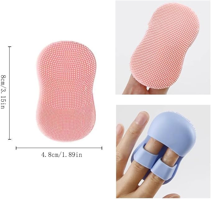 6 Pack Face Scrubber Mini Facial Brush Silicone Wash Exfoliator Finger Glove Pads Handheld Cleansing Brushes Tool for Skin Care Deep Clean Blackhead Acne Pore Removal