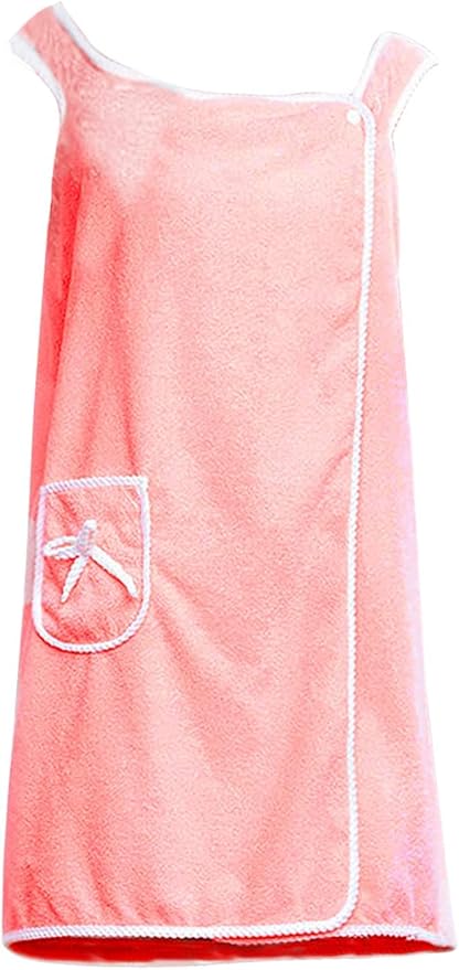 Slim figure wearable bath towel for women,body Wrap Coral Fleece Bathrobes,quick dry bath wraps shower skirt,Dress Beach Towelling Bath Robe,towel poncho,swimming,Spa,Sauna,Cute Pocket Design(Size S)