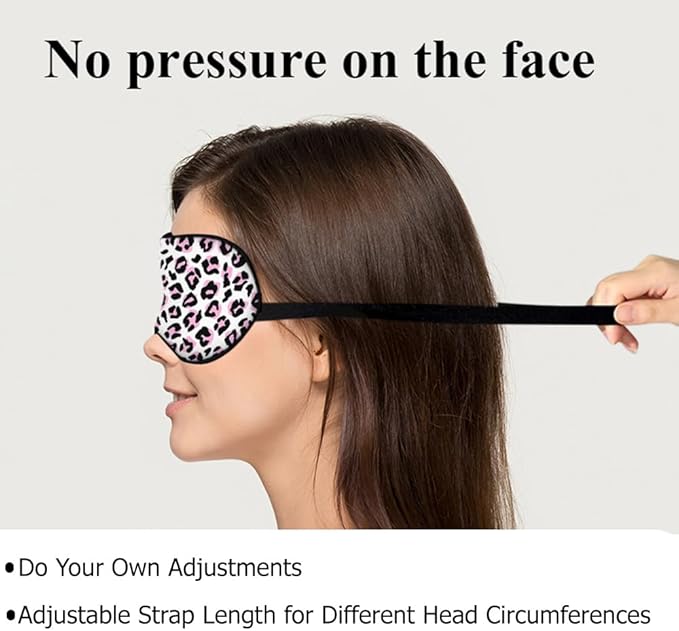 Leopard Eye Mask Sleeping Mask Pink Black Leopard Print Animal Sleep Masks Silky Soft Eye Cover for Women Men Shading Blindfold for Air Travel Sleeping