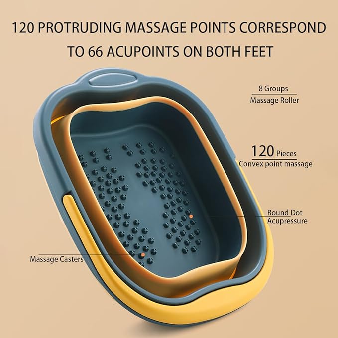 WMHYLYH Collapsible Pedicure Foot Spa Bath Massager for Dry Cracked Feet, Feet Soaking Tub with Massage Acupoint, Pedicure Foot Soak Basin Plastic Bucket with Handle(White)