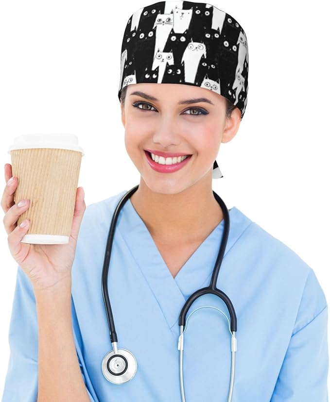 Alligator Ice Cream Working Cap, Scrub Cap with Sweatband, Adjustable Tie Back Hat Breathable Headgear for Women/Men