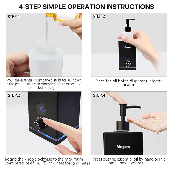 Oil Warmer for Massage, Massage Oil Warmer, Body Oils Heater for Spa, with Two Oil Bottle Dispenser, Adjustable Temperature (Black)