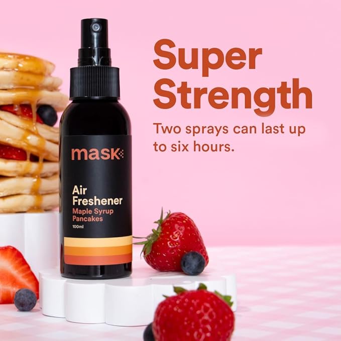 Mask - Air Freshener Spray, Bathroom Deodorizer, Travel Size Air Freshener, Long Lasting, Strong Odor Eliminator, Pet Odor Eliminator, Room Deodorizer, 10.2 Fl Oz, Maple Syrup Pancakes, Pack of 3