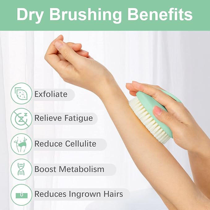 Dry Brushing Body Exfoliating Brush, Anti Slip Body Scrubber for Shower, Shower Body Cleaning Brush for Deep Cleansing & Soften Skin, Improve Circulation (Green)