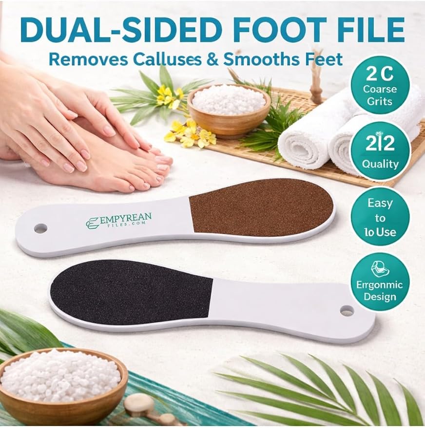 Empyrean Foot Callus Remover File, Dual Grit 80/100, Made in USA, Washable Reusable Foot Scraper for Hard Skin and Cracked Heels