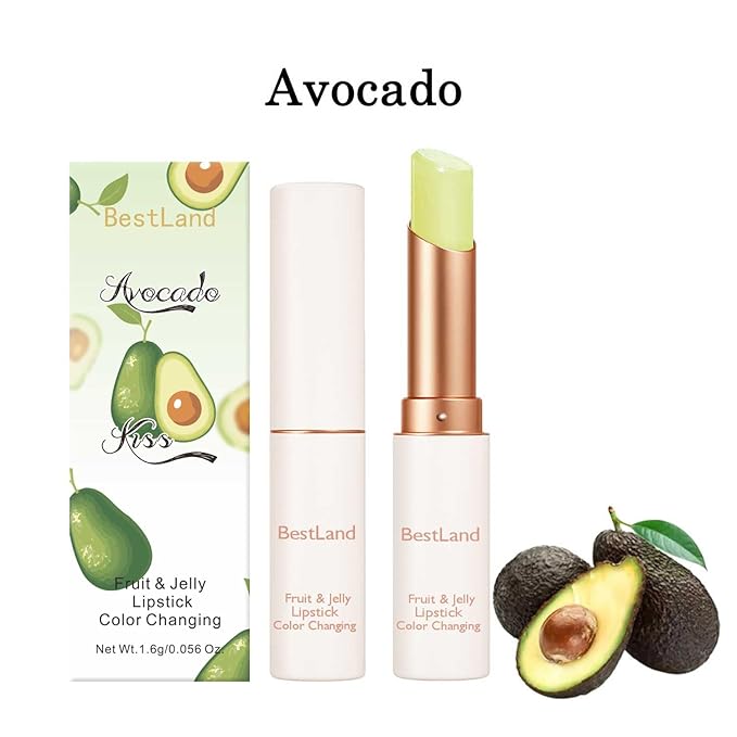 BestLand 6 Pcs/Set Peach Aloe Vera Strawberry Blueberry Avocado Grape Jelly Lipstick Set Temperature Change Moisturizer flower Lip Stick Long Lasting Nutritious Lip Balm Magic Color Change Lip Gloss