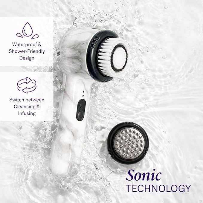 Michael Todd Beauty Soniclear Allure 2024 Best of Beauty Winner Facial Cleansing + Exfoliation Brush System with Antimicrobial Protected Bristles, 4 speeds, Serum Infusion Head + Travel Case