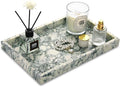 Marble Bathroom Vanity Tray, Natural Luxury Vanity Home Kitchen Bathroom Table Tray, Stone Decorative Countertop Dresser Trays for Key Coffee Perfume Jewelry Makeup (Green Texture, 12"x 8" x1.2")