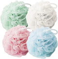 Shower Loofah Sponge for Men Women Loofah Exfoliating Body Scrubber 4 Color Mesh Shower Pouf Balls for Body Wash