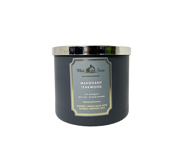 Bath & Body Works White Barn Mahogany Teakwood Scented Candle Unisex Candle 14.5 oz
