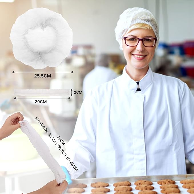 Wecolor 100 Pack 21" Disposable Nonwoven Bouffant Caps Hair Net for Hospital Salon Spa Catering and Dust-Free Workspace (White)