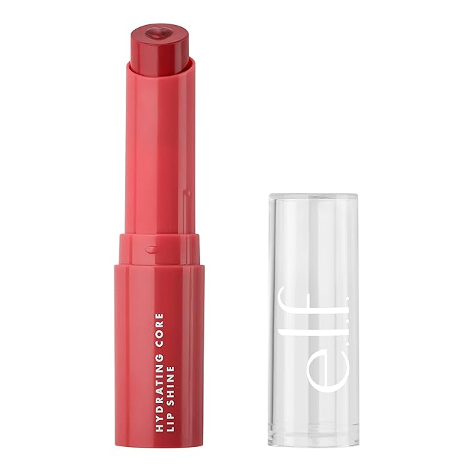 e.l.f. Hydrating Core Lip Shine with Shea Butter & Vitamin E, Tinted Lip Balm for A Smooth, Glossy Finish & Long-Lasting Moisture, Joyful Pink Rose