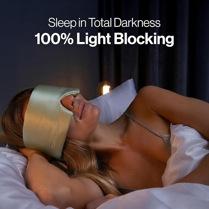 Dore & Rose Deep Sleep Mask for Women and Men - 23 Momme Mulberry Silk Eye Mask for Sleeping and Travel, 100% Blackout, Adjustable Strap, Cooling Soft Black Silk Eyemask Award-Winning Luxury