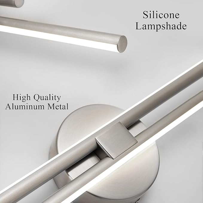 EDISLIVE Dimmable Modern LED Vanity Light Fixtures Bathroom Vanity Wall Lighting, 23.6 in Mirror Vanity Lighting Fixtures for Bathroom Bedroom Makeup Living Room, Nickel