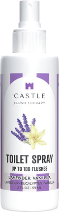 Castle Flush Therapy Toilet Spray for Poop Lavender Vanilla Flush Therapy 2oz Made in USA- Poop Spray for Toilet Freshener Odor Block Flush Safe Oil Scent Fresh Bathroom Home Travel Family Daily Use