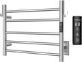 P&Dlusir Towel Warmer, Heated Towel Rack with Smart Timer and Thermo Control, Wall-Mounted Heated Towel Rail, Stainless Steel, Hard-Wired/Plug-in, Brushed, 5 bar