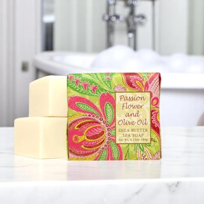 Greenwich Bay Mini Botanical Soap Bars – 12 Pack 1.9 oz Each – Individually Wrapped Guest Soaps for Airbnb, Spa, Travel, Bath – Travel Size Bar Soap Set, Passion Flower & Olive Oil