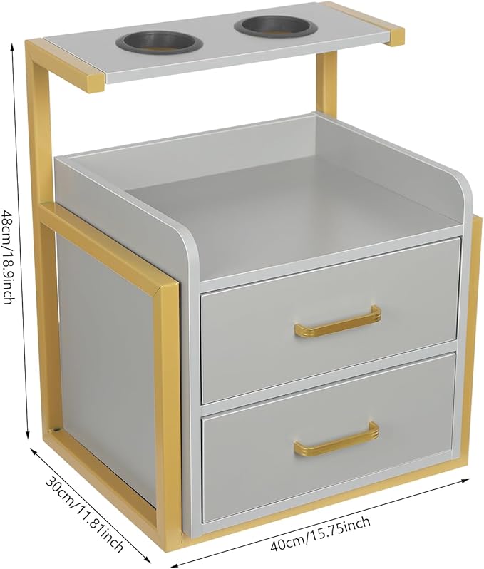 Suspended Salon Wall Cabinet with 2 Drawers & Hair Dryer Holder, Storage Cabinet for Hair Salon, Wall Mounted Styling Station, 15.75'' Wide Storage for Hair Salons, Spas, Home Use (Gray)