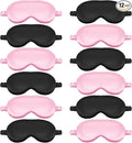 Cutecrop 12 Pcs Silk Sleep Masks Soft Satin Eye Masks with Adjustable Elastic Strap for Sleeping Comfortable Blindfold Eyeshade for Men Women Nap Night Travel Gifts(Black, Pink)
