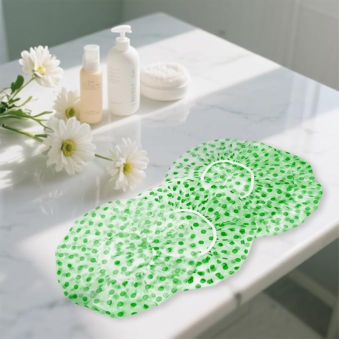 18 Pack Shower Caps for Women,Waterproof Reusable & Disposable Adjustable Bath Caps For Spa Long Hair Travel Saunas (Green)