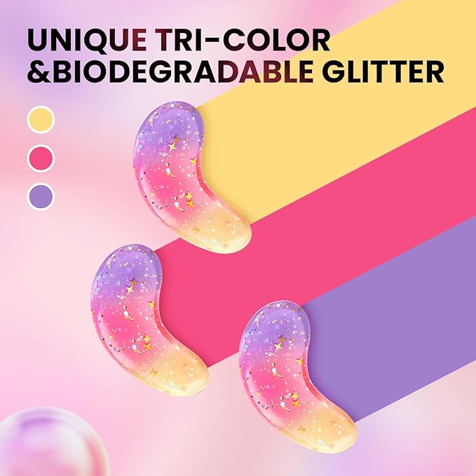 AILEORY Under Eye Patches (24 Pairs) - Tri-color Glitter Eye Gel Pads for Dark Circles, Puffy Eyes, Under eye Bags, Wrinkles | Natural Collagen Under Eye Mask Patches, Mothers Day Gifts for Mom