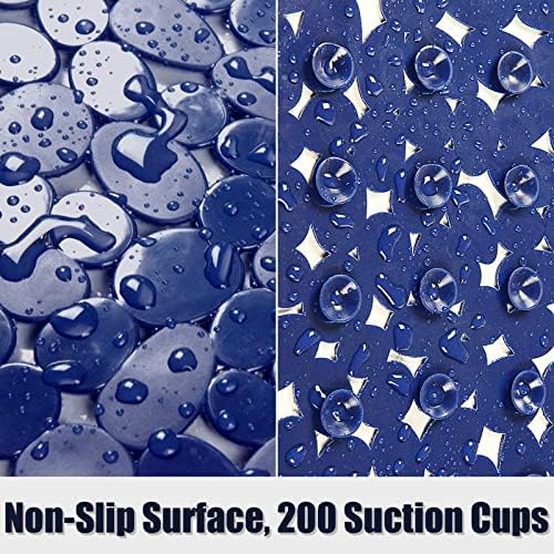 Pebble Shower Mat for Bathtub Non Slip 35"X16" with Suction Cups Navy Blue - Image 2