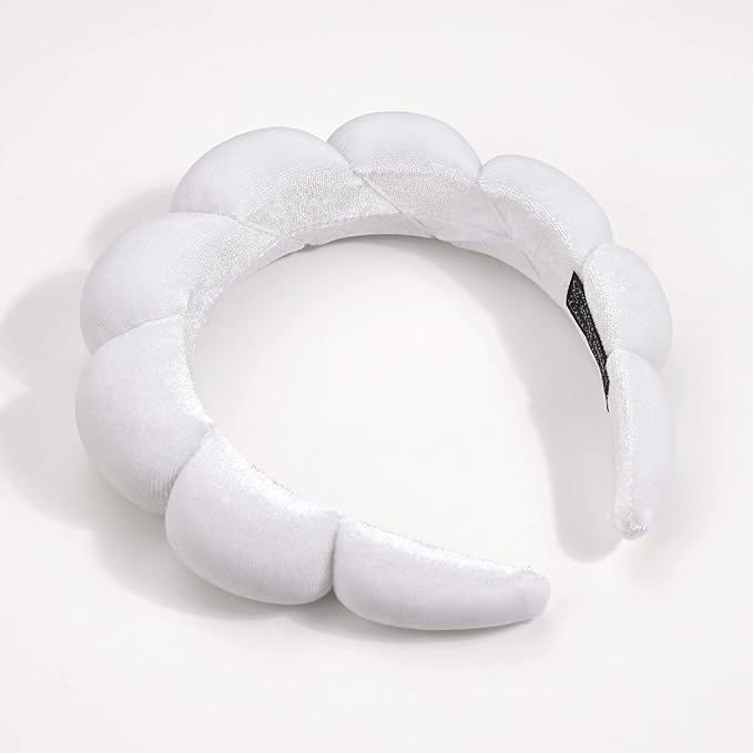 Ayesha Spa Headband for Washing Face Sponge Makeup Headbands Skincare Headband Soft Hair band to Facial Clean Headbands for Women Face wash Skin care Make up Shower (White)