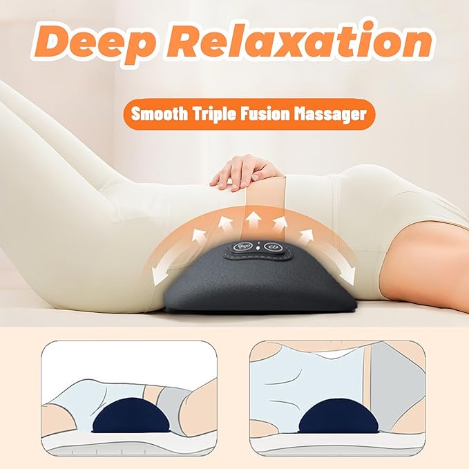 3 in 1 Lumbar Pillow，Smooth Triple Fusion Electric Back Massager with Vibration & Heat for Bed,Chair
