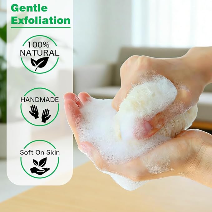 pisdoplop Natural Loofah Exfoliating Body Sponge Scrubber, 5 inch-Long Organic Loofa Luffa Plant-Based for Men & Women Skin Care Bath Shower Cleaning, Natural Sponges for Dishes