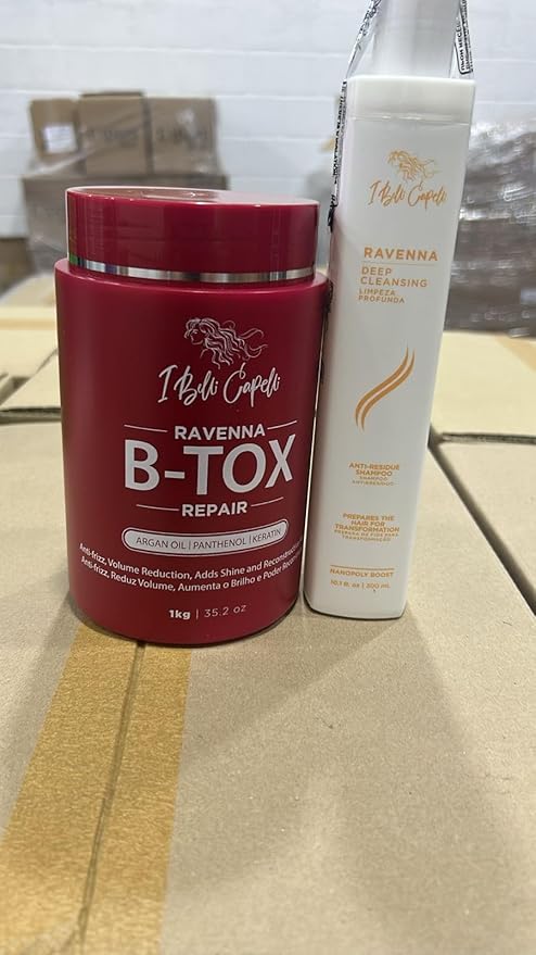 I Belli Capelli Ravenna Hair Treatment Kit- 1kg/35.2 oz B-tox Hair Mask + 300ml/10.1 fl.oz Anti-Residue Shampoo- Repair & Clarifying Shampoo for Longer Effect