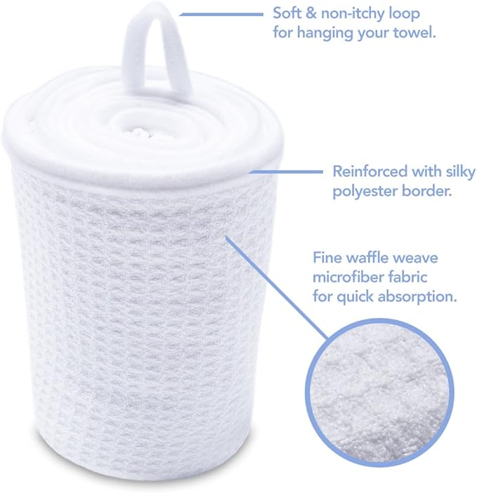 Microfiber Hair Wrap for Women - Extra Large 45 x 25 Anti-Frizz Quick Dry, Breathable Waffle Knit Towel with Elastic Loop for All Hair Types - Microfiber Towel
