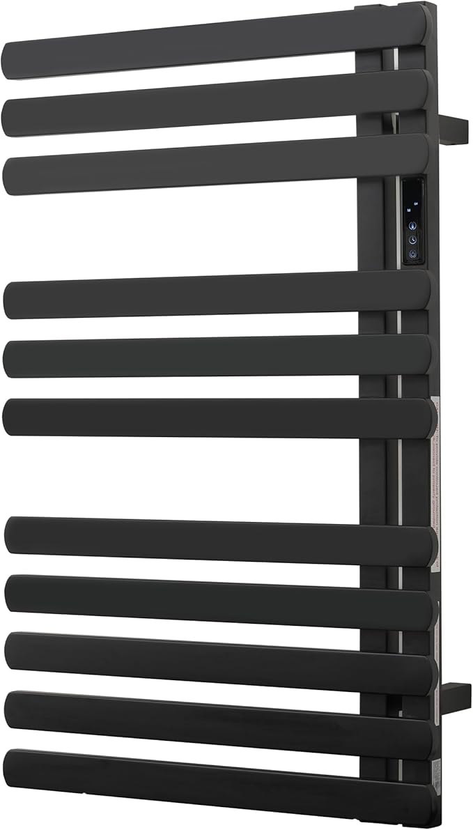 Electric Towel Warmer Rack,Heating Towel Warmer, Timer & Temperature Control, 11 Bar Stainless Steel Towel Heater for Bathroom, Black, Plug-in(31.5x19.69x4.92in) Nordic Style