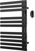 Electric Towel Warmer Rack,Heating Towel Warmer, Timer & Temperature Control, 11 Bar Stainless Steel Towel Heater for Bathroom, Black, Plug-in(31.5x19.69x4.92in) Nordic Style