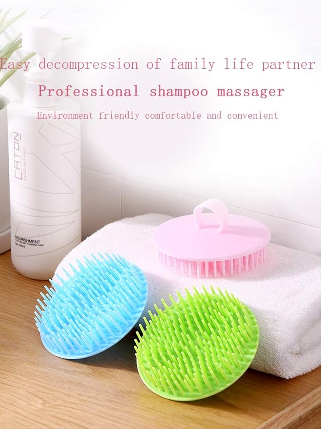 Aroveea Hair Scalp Brush Dandruff Cleaning Brush Shower Scalp Shampoo Brush Scalp Massager Pack of 4(Blue,Green,Yellow,Pink)