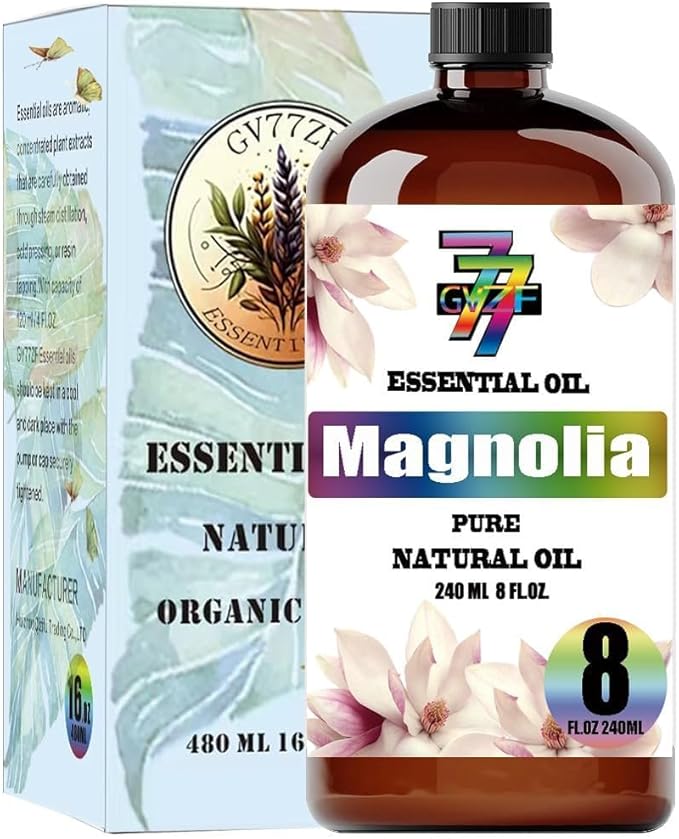 Magnolia Essential Oil - GV77ZF Magnolia Oils for Diffusers, Humidifiers, DIY Candles, Soap, Cleaning, Home, Office, Yoga, Massage, Gifts - 8 fl oz (240 ml)