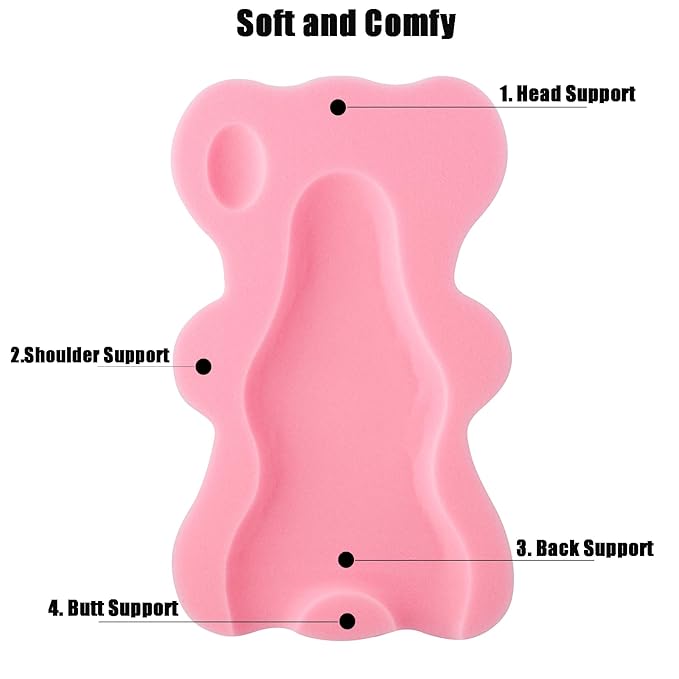 PandaEar Baby Bath Sponge Infant Soft Sponge Mat, Baby Bath Mat Newborn Odor Free Bath Cushion(Pink)