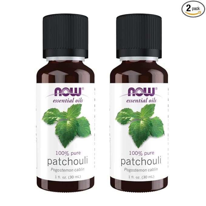Now Essential Oils, Patchouli Oil, Earthy Aromatherapy Scent, Steam Distilled, 100% Pure, Vegan, Child Resistant Cap, 1-Ounce (2 Pack)